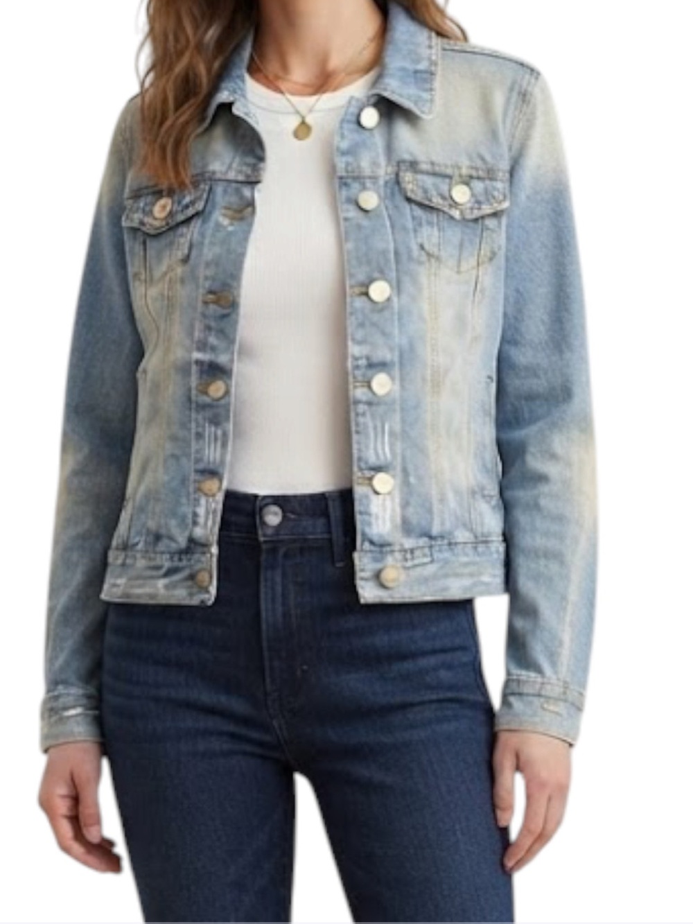 EIGHTY TWO DENIM Western Ardene Acid Wash Studded Distressed Jean Jacket Small
